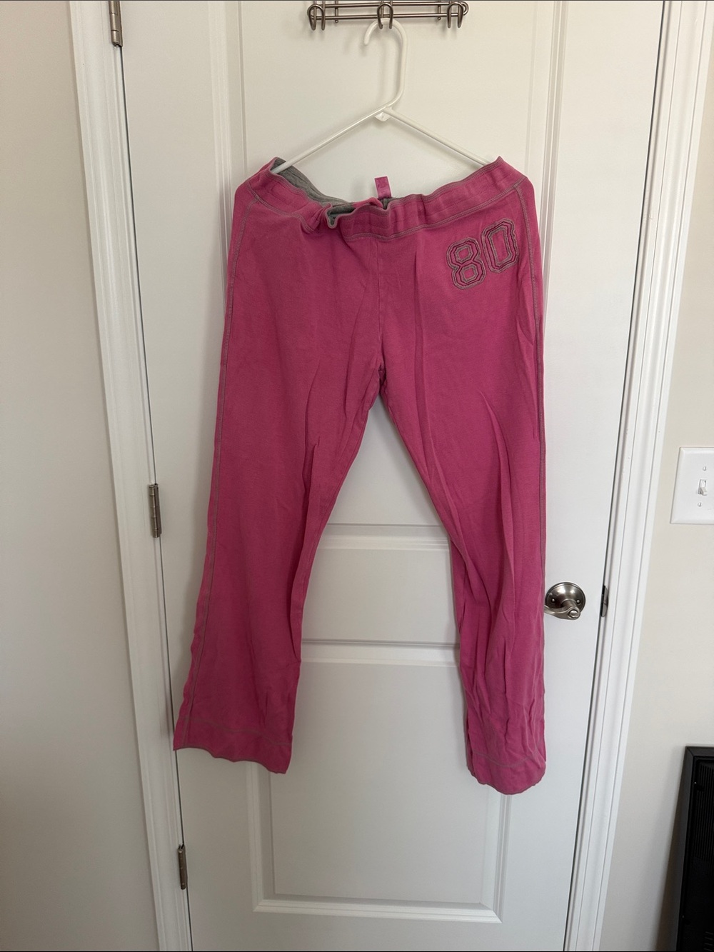 Vintage PINK Victoria's Secret Women’s Hot Pink Lounge Pants with '80' Patch